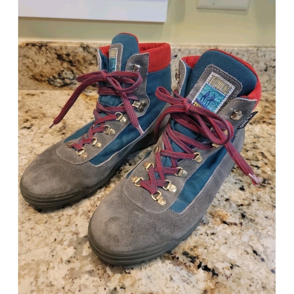 Tecnica Skywalk Gore-Tex Trekking Gray Suede Hiking Boots Mens 10 Vintage Italy